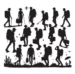 Traveler with Suitcase silhouette silhouette vector illustration