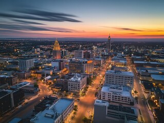 Buffalo, New York, USA Downtown Skyline at Golden Hour
