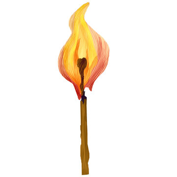 Ilustraci&oacute;n de cerillo prendido, f&oacute;sforo, fuego, sin fondo