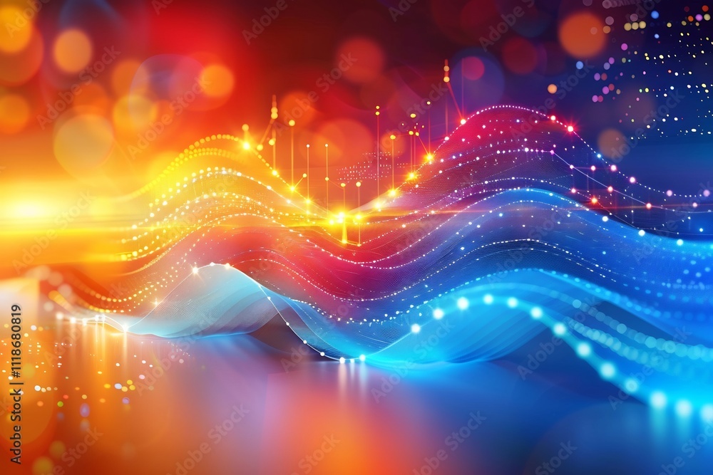 Poster dynamic business graphics background vibrant abstract charts arrows and graphs in bold colors offeri