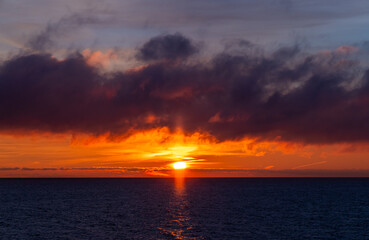 Stunning Sunrise Over Ocean Horizon in Victoria, Vancouver Island, Canada