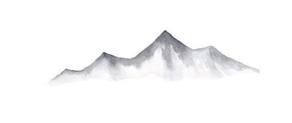 Monochrome watercolor illustration of a mountain