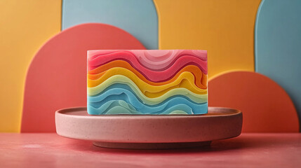 A boldly colored soap in an abstract artisana