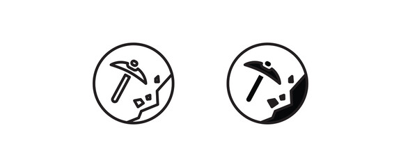 mining tool pickaxe, Mining, Hammer icon sign, symbol, logo, illustration, editable stroke, flat design style isolated on white