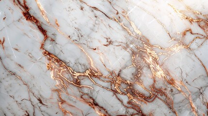 White marble with copper veining, polished surface, intricate mineral design, luxurious stone texture, elegant natural background, abstract patterns

