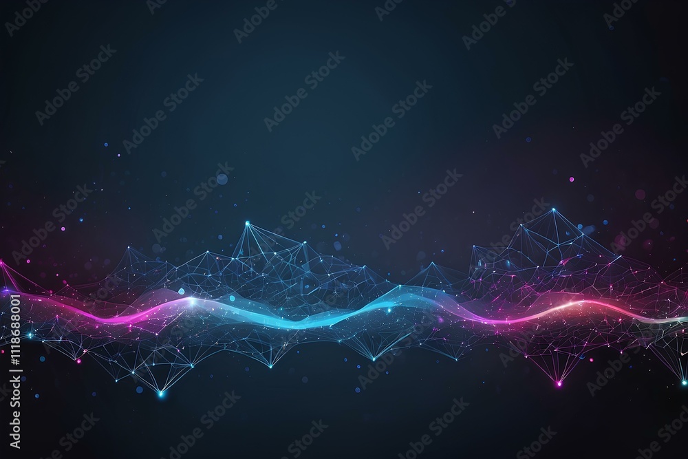 Poster futuristic digital wave with glowing neon lights representing global connectivity and advanced netwo