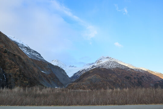 snow covered mountains