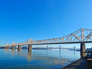 Two bridges over the river the Ohio river near Louisville 