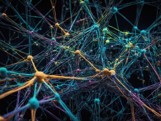 A detailed high-resolution image of a neural network with intricate glowing nodes and connections, symbolizing machine learning and advanced AI systems