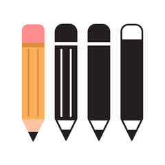 pencil icon set flat design vector illustration isolated on white 