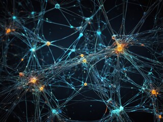 A high-resolution visualization of an artificial neural network with interconnected nodes and glowing pathways, symbolizing advanced AI technology