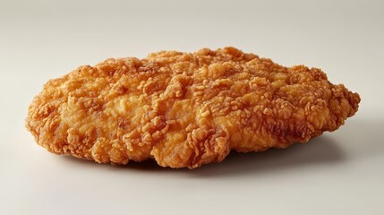 A large, golden-brown fried chicken fillet on a neutral background.