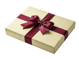 Obraz premium Elegant PNG Transparent Image of Cream-Colored Gift Box with Glossy Red Ribbon Bow - Perfect for Gift-Giving and Holiday Stock Photos