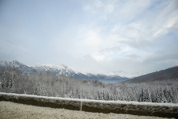 snow covered mountains