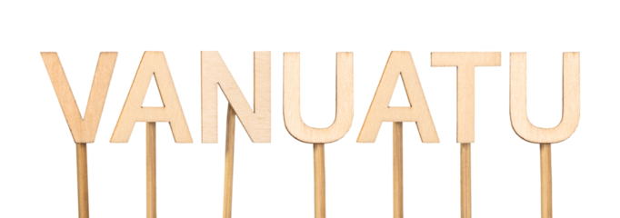 Wooden letters forming Vanuatu in Minimalist Style.