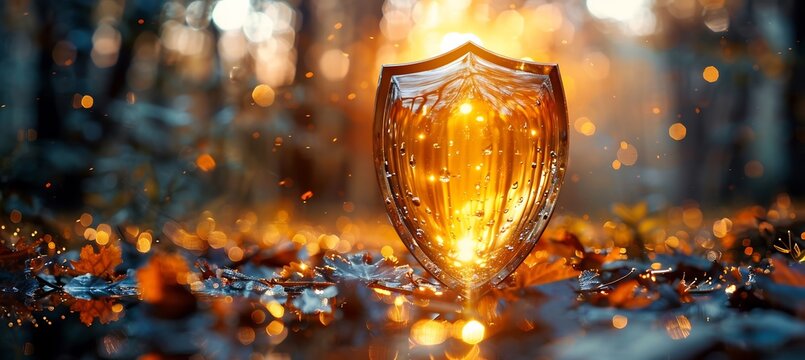 Friendly insurance design abstract protection symbols in warm neutral tones leaving space for customization and text