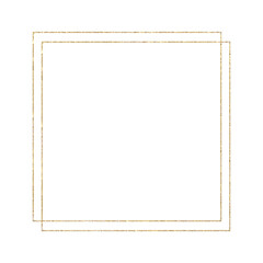 Abstract luxury double golden square frame on isolated background. Design element in linear style for icon or logo. Minimalistic geometric border for greeting card templates or wedding invitations.