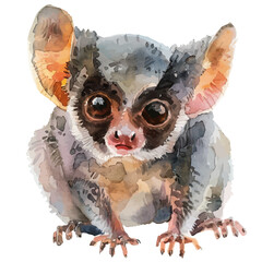 A watercolor vector of a Bushbaby, isolated on a white background. Bushbaby vector.