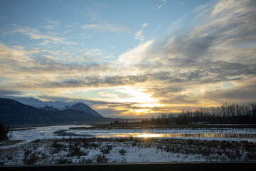 sunset in the mountains