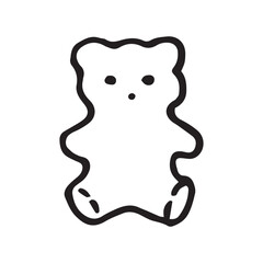 Cute Bear linear illustration, icon on white background