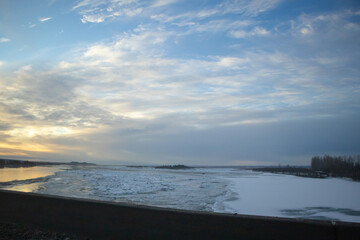 sunrise over the river