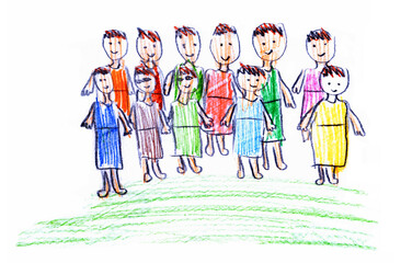 Kid's pencil drawing picture. Joseph and his brother