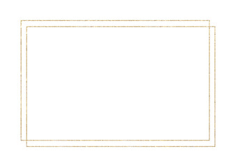 Abstract luxury double golden rectangular frame on isolated background. Design element in linear style for icon or logo. Minimalistic geometric border for greeting card template, wedding invitations.