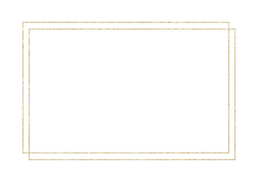 Abstract luxury double golden rectangular frame on isolated background. Design element in linear style for icon or logo. Minimalistic geometric border for greeting card template, wedding invitations.