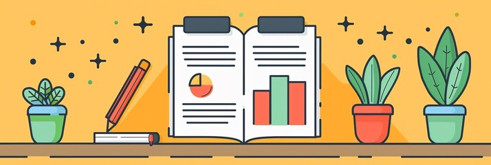 Minimalist business plan theme featuring simple bar charts soft document icons blended into neutraltoned backdrop