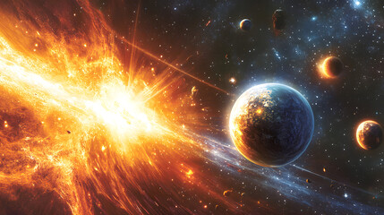 Obraz premium Cosmic Interpretations of Expansion and Contraction: Understanding the Forces that Shape Our Universe