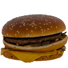 3D render of a cheeseburger with transparent background