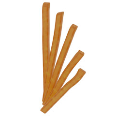 3d render French fries with transparent background