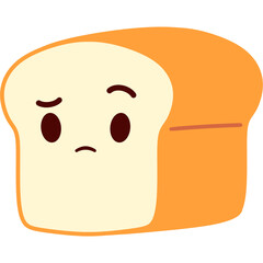 Bread Loaf Confused Face Cartoon
