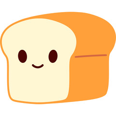 Bread Loaf Happy Face Cartoon