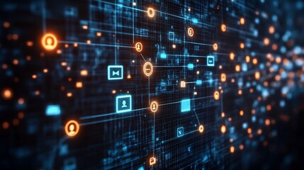 Obraz premium Modern conference call backdrop featuring abstract laptop shapes chat icons neutral gradients creating a professional and techforward vibe