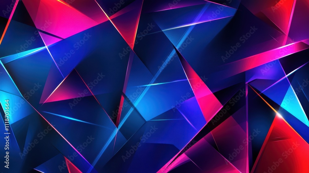 Poster abstract geometric design featuring vibrant colors and sharp angles.