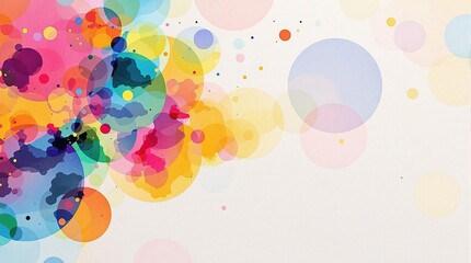 Multicolored watercolor circles on a light gray background with subtle gradient, colorful, abstract art, multicolored