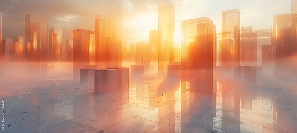 Poster modern small office design blending neutralcolored architecture a gradient sky creating a balanced a