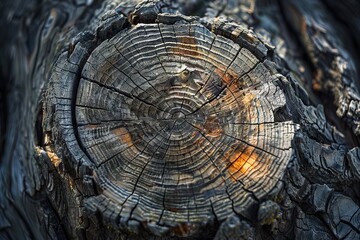 Fototapeta premium wood texture of old stump. natural background of cut trunk with annual rings