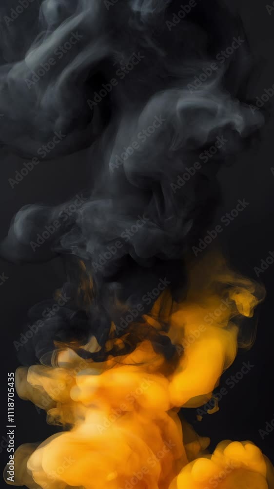 Poster colorful smoke swirls in black background creating a vibrant and dynamic visual display