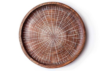 Brown wooden circle line texture with white plaster design tray.