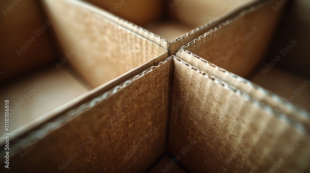 Poster corrugated cardboard partitions are arranged in a grid. concept of packaging and organization. for p