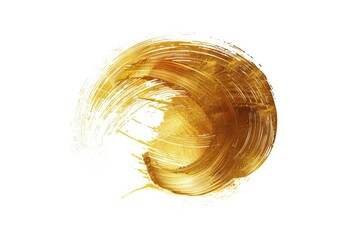 Fototapeta premium Golden brush strokes on a white background. Round circles in gold.