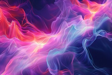 Obraz premium Holographic Neon Fluid Waves. High quality photo