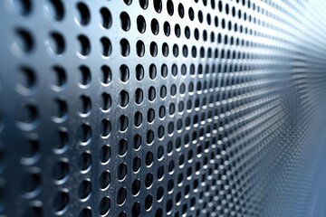 Perforated stainless gray metal sheet. Steel abstract background