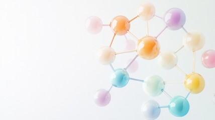 Abstract molecular structure in pastel colors for scientific and educational design