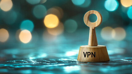 VPN security concept with bokeh lights