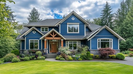 A beige siding house exterior with white trim, showcasing a timeless and elegant design, perfect for architectural and real estate visuals.
