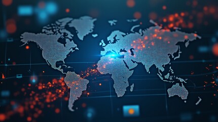 Obraz premium Disrupted global trade analyzing the impact of a broken digital chain on international relations