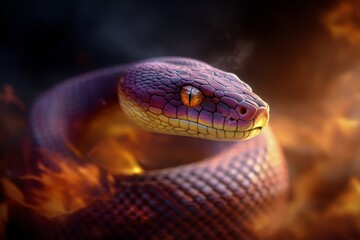 Fototapeta premium Detailed close up of a vibrant snake with unique coloration